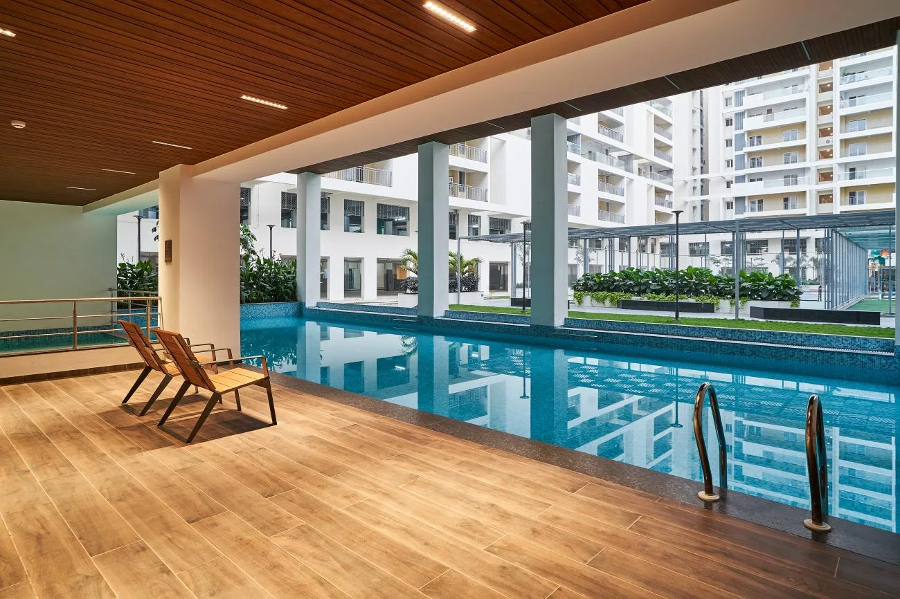 Resort swimming pool and lounge interior delivered by iKraft